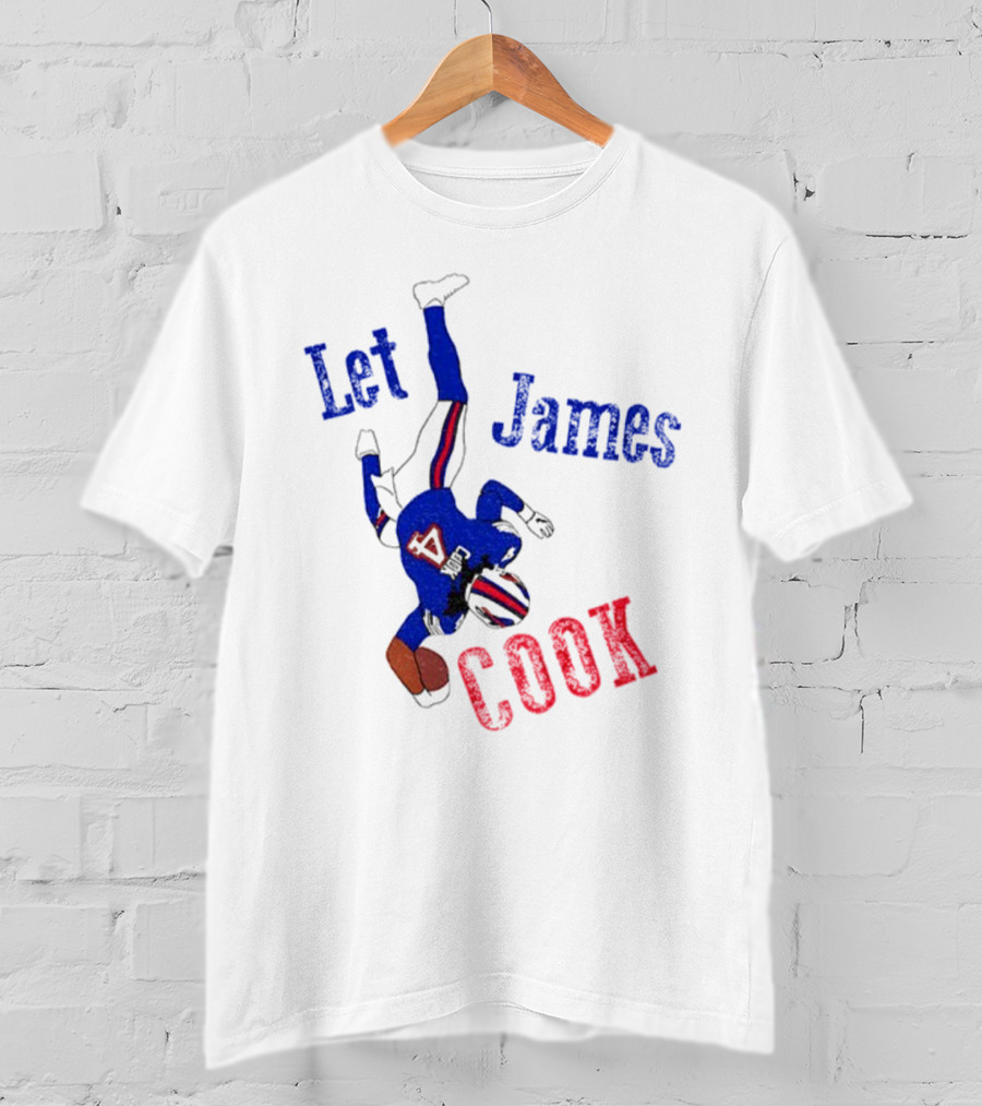 Let James Cook Football Player Red Blue Text T-Shirt