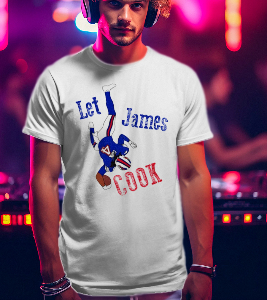 Let James Cook Football Player Red Blue Text T-Shirt