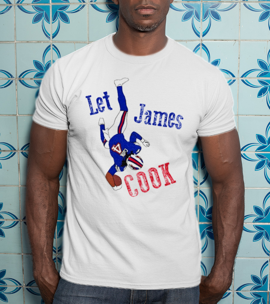 Let James Cook Football Player Red Blue Text T-Shirt