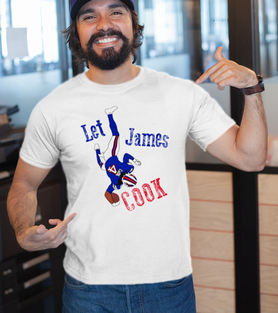 Let James Cook Football Player Red Blue Text T-Shirt