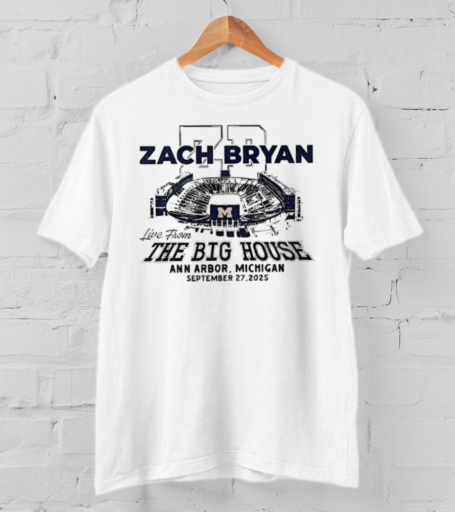 Zach Bryan 73 Michigan Wolverines Live From The Big House Ann Arbor September 27 2025 T-Shirt