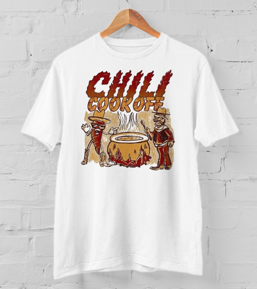Chili Cookoff Spicy Pepper Cowboy And Chef Duel Over Fiery Pot T-Shirt