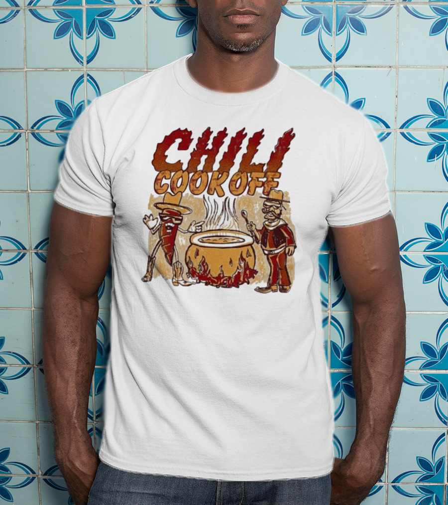 Chili Cookoff Spicy Pepper Cowboy And Chef Duel Over Fiery Pot T-Shirt