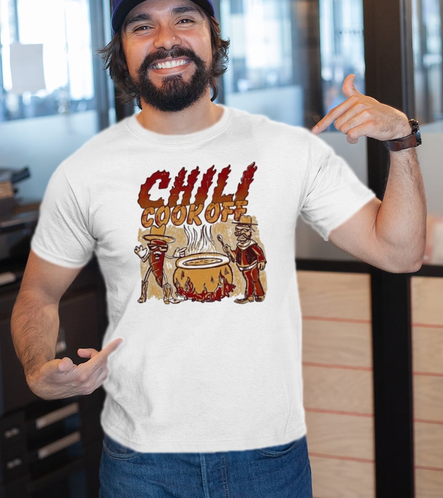Chili Cookoff Spicy Pepper Cowboy And Chef Duel Over Fiery Pot T-Shirt
