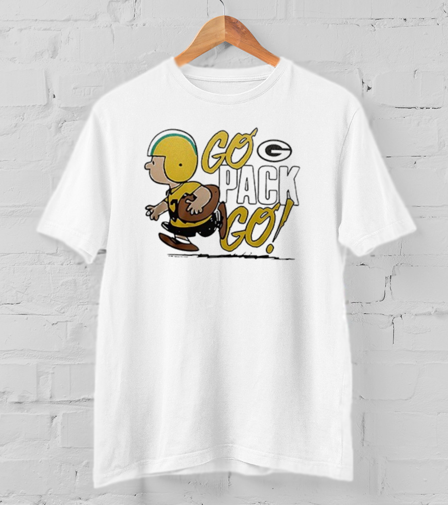 Green Bay Packers Peanuts Snoopy Go Pack Go Winter Cartoon Football T-Shirt