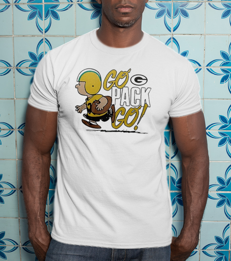 Green Bay Packers Peanuts Snoopy Go Pack Go Winter Cartoon Football T-Shirt