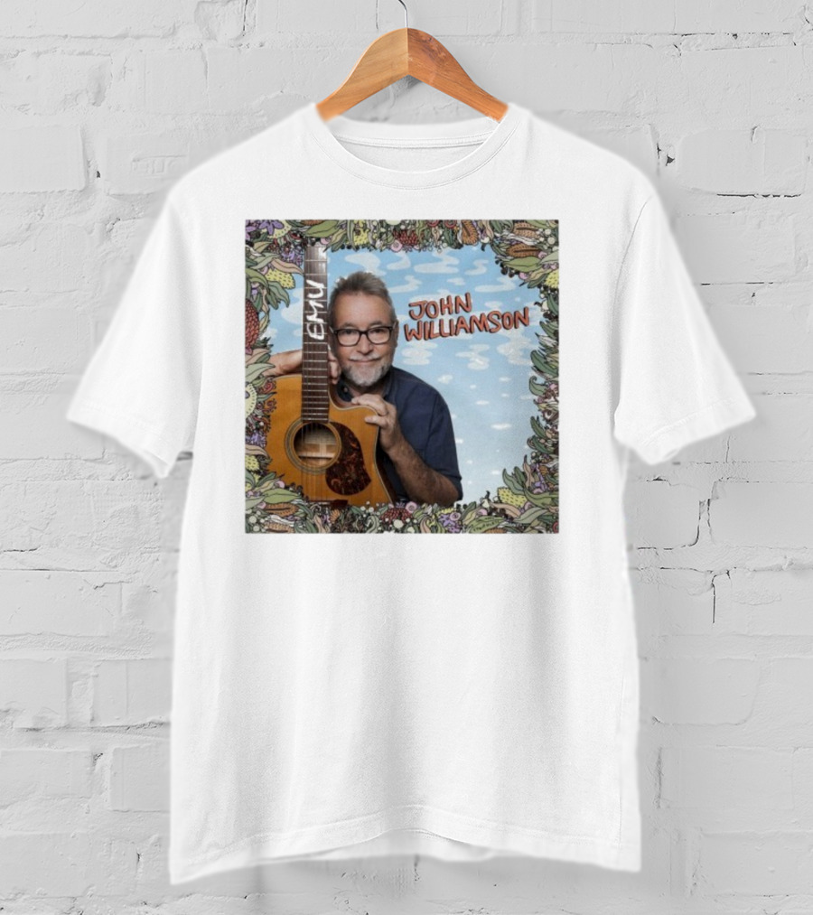 John Williamson EMU Guitar Ausmusic Floral Border T-Shirt