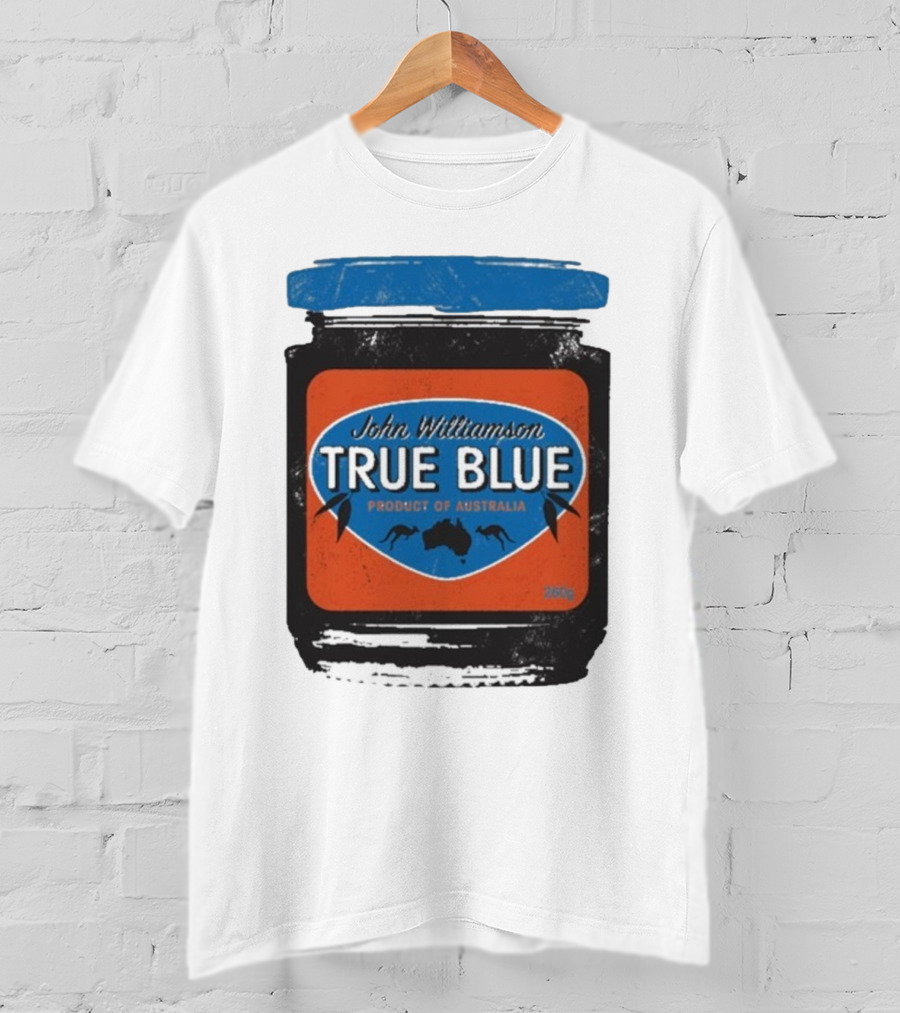 John Williamson True Blue Product Of Australia Mock Jam Label T-Shirt