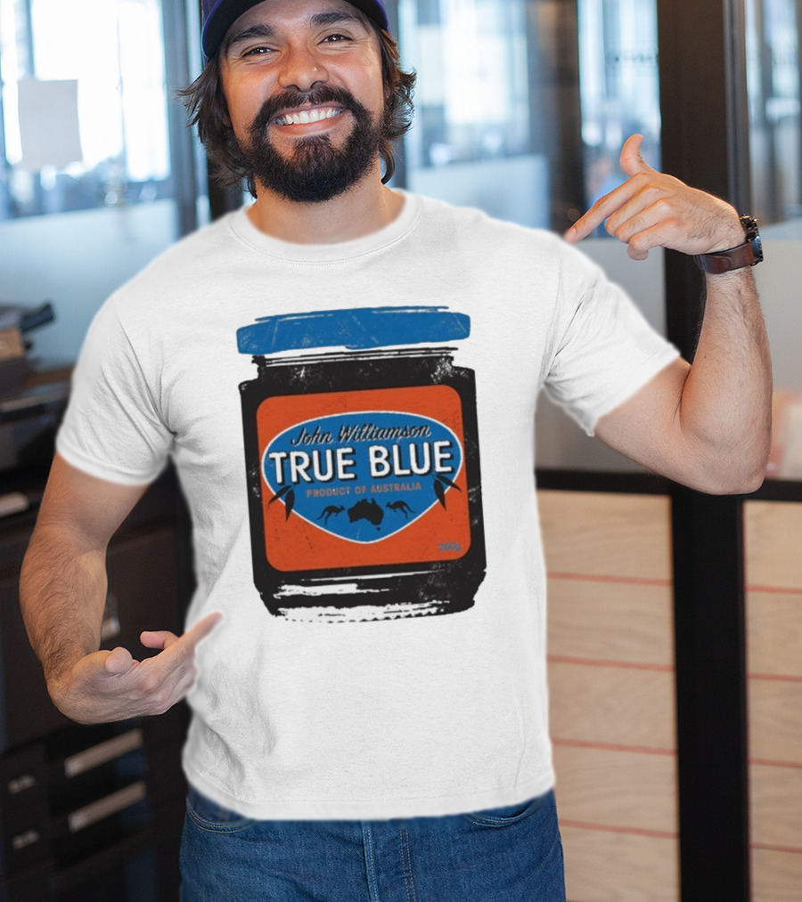 John Williamson True Blue Product Of Australia Mock Jam Label T-Shirt