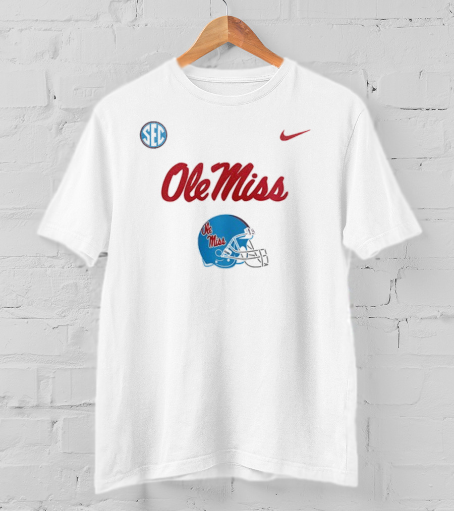Ole Miss Rebels Football Helmet SEC Nike T-Shirt