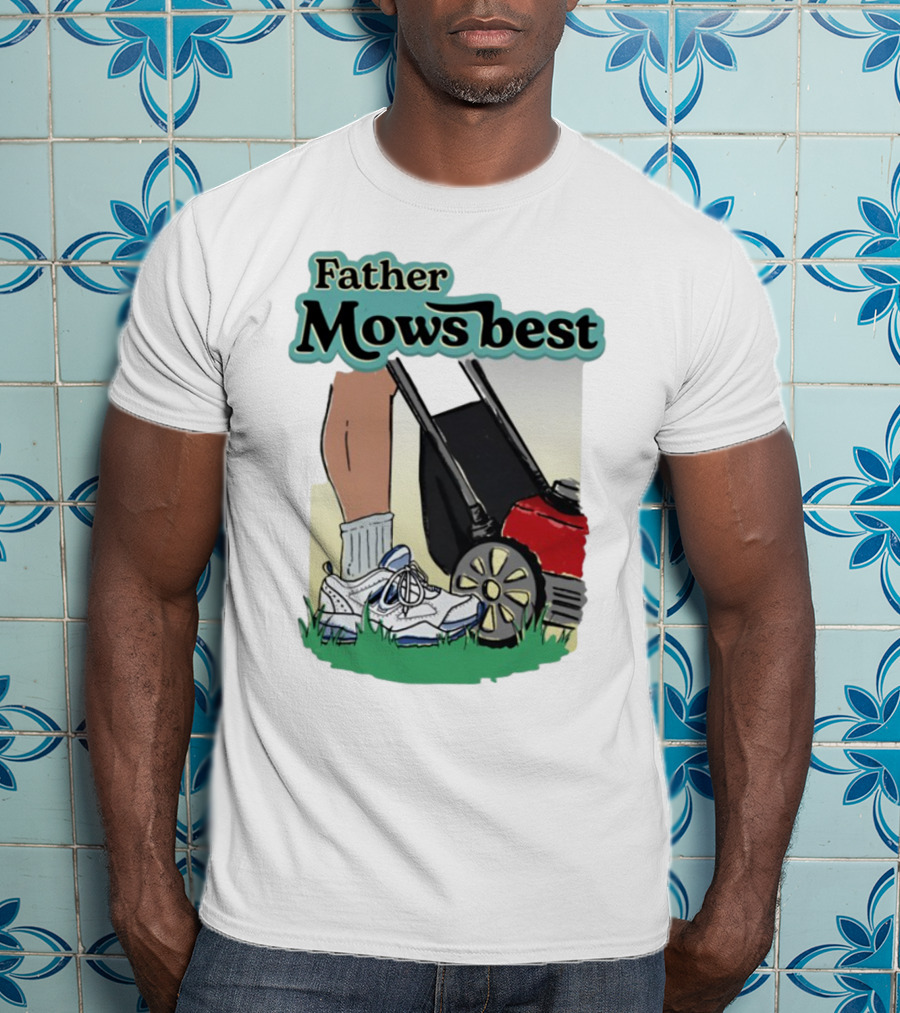 Father Mows Best Emotionalclub Lawn Mower Sneaker Style T-Shirt