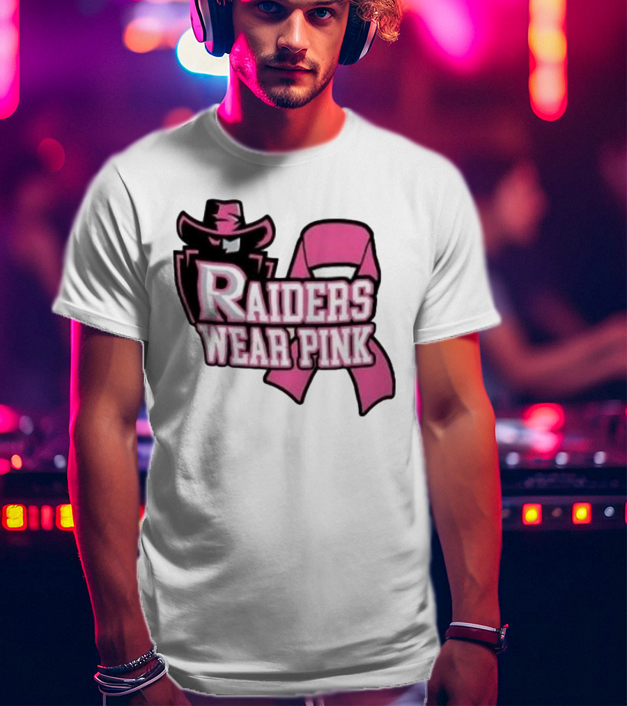 Raiders Wear Pink Breast Cancer Awareness Power Ribbon T-Shirt