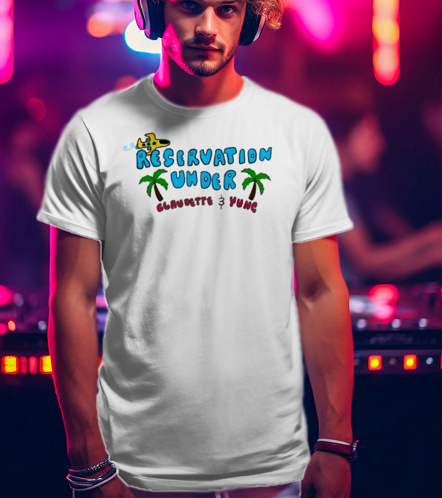 Reservation Under Claudette Yung Beach Beds Tropical Vacation T-Shirt
