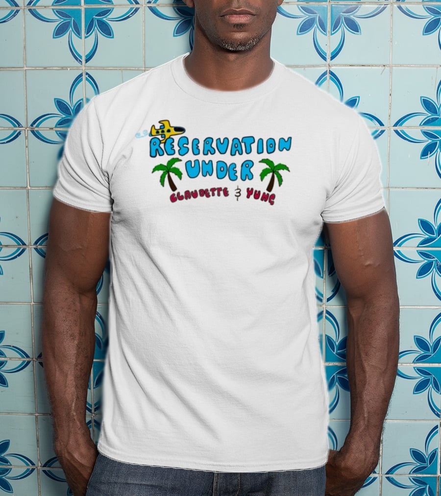 Reservation Under Claudette Yung Beach Beds Tropical Vacation T-Shirt