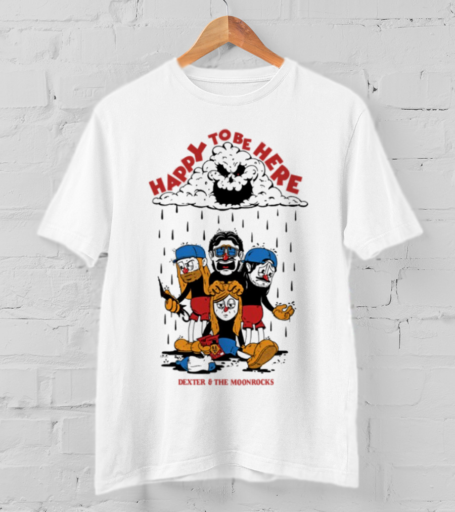 Dexter & The Moonrocks Happy To Be Here Blue And Red Outfits T-Shirt