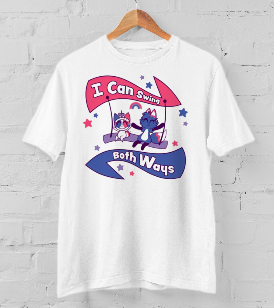 I Can Swing Both Ways Cute Cats Stars Rainbow T-Shirt