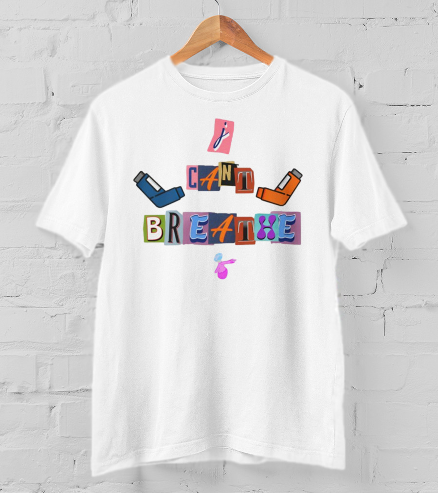 I Can't Breathe Text Collage Abstract Style T-Shirt