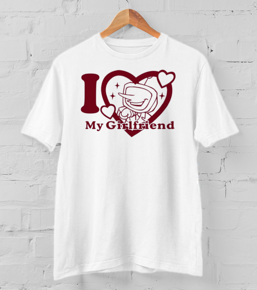 I Love My Girlfriend Mr. Tenna Heart Design T-Shirt