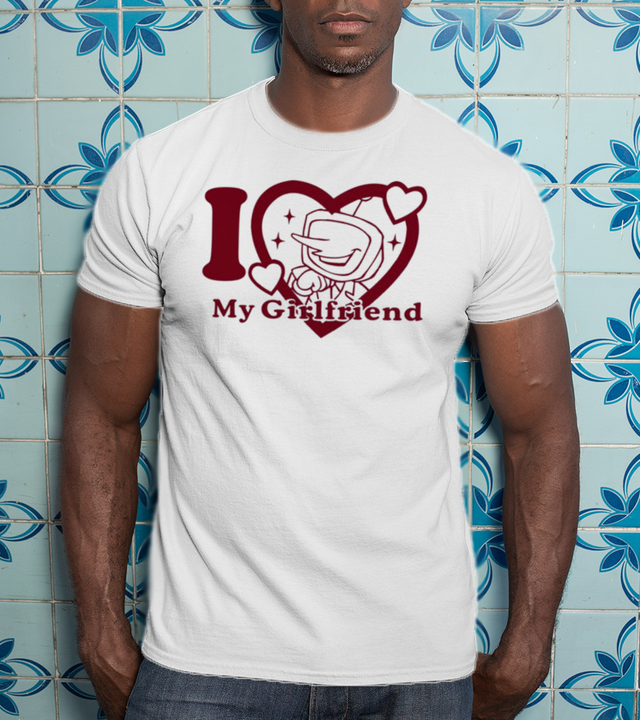 I Love My Girlfriend Mr. Tenna Heart Design T-Shirt