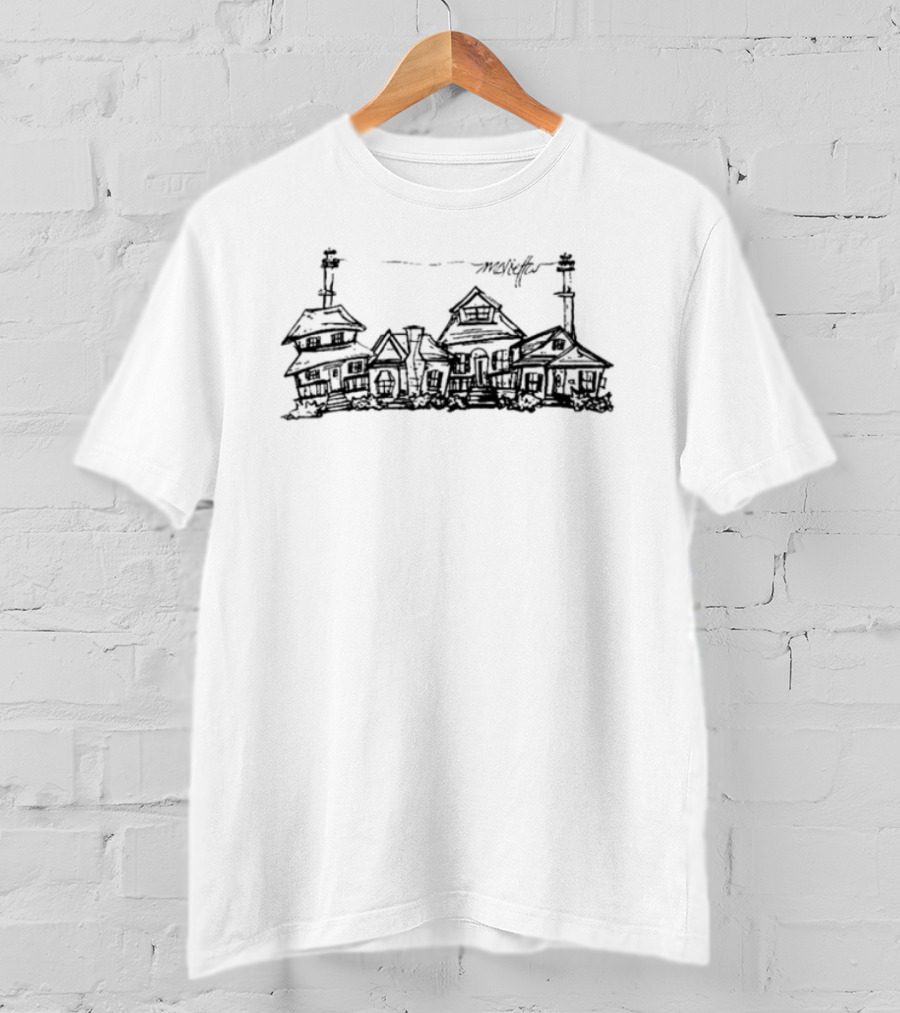 Marietta Powerlines Skyline Drawing With Power Pole And Birds T-Shirt