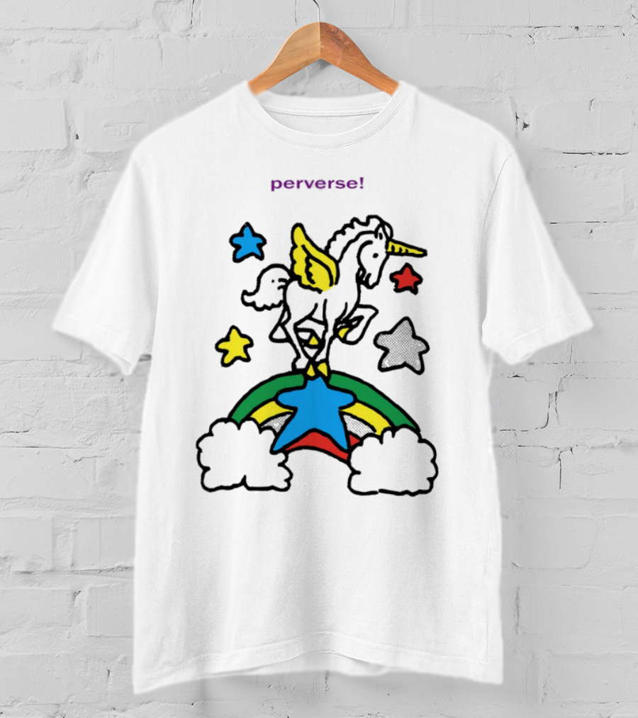 Perverse Pride Bug Girl Rainbow Stars Wings T-Shirt