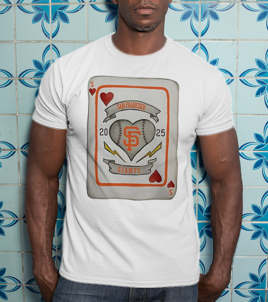 San Francisco Giants Baseball Card Heart 2025 Tiny Turnip Collaboration T-Shirt