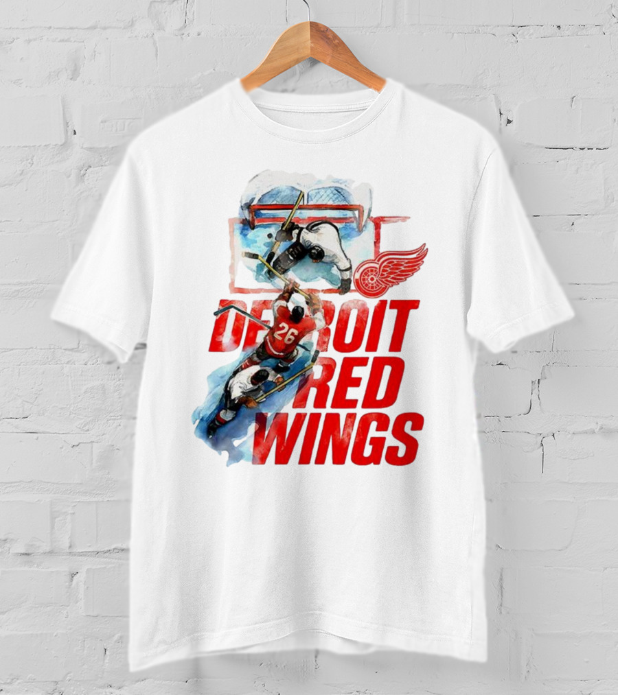 Sana X Detroit Red Wings Hockey Team Action Scene T-Shirt