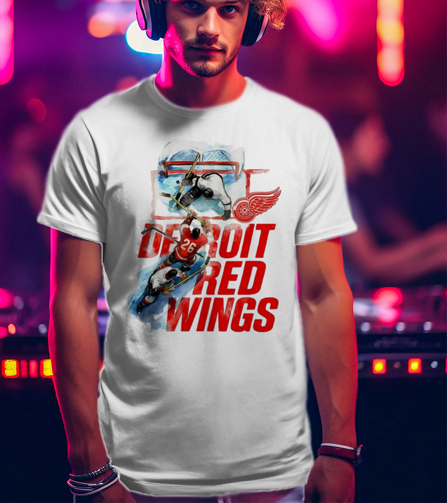 Sana X Detroit Red Wings Hockey Team Action Scene T-Shirt