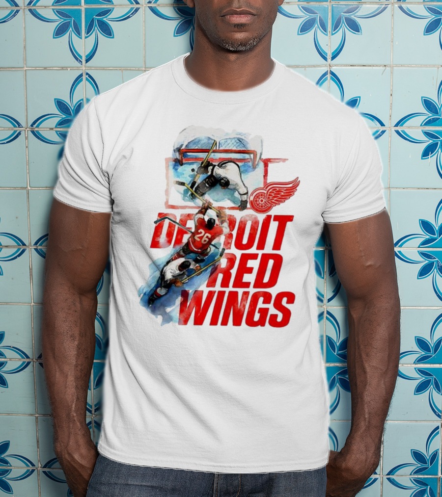 Sana X Detroit Red Wings Hockey Team Action Scene T-Shirt