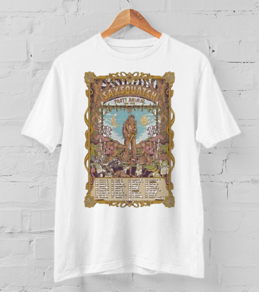 Saxsquatch Party Animal 2026 Tour Psychedelic Forest Jam Band T-Shirt