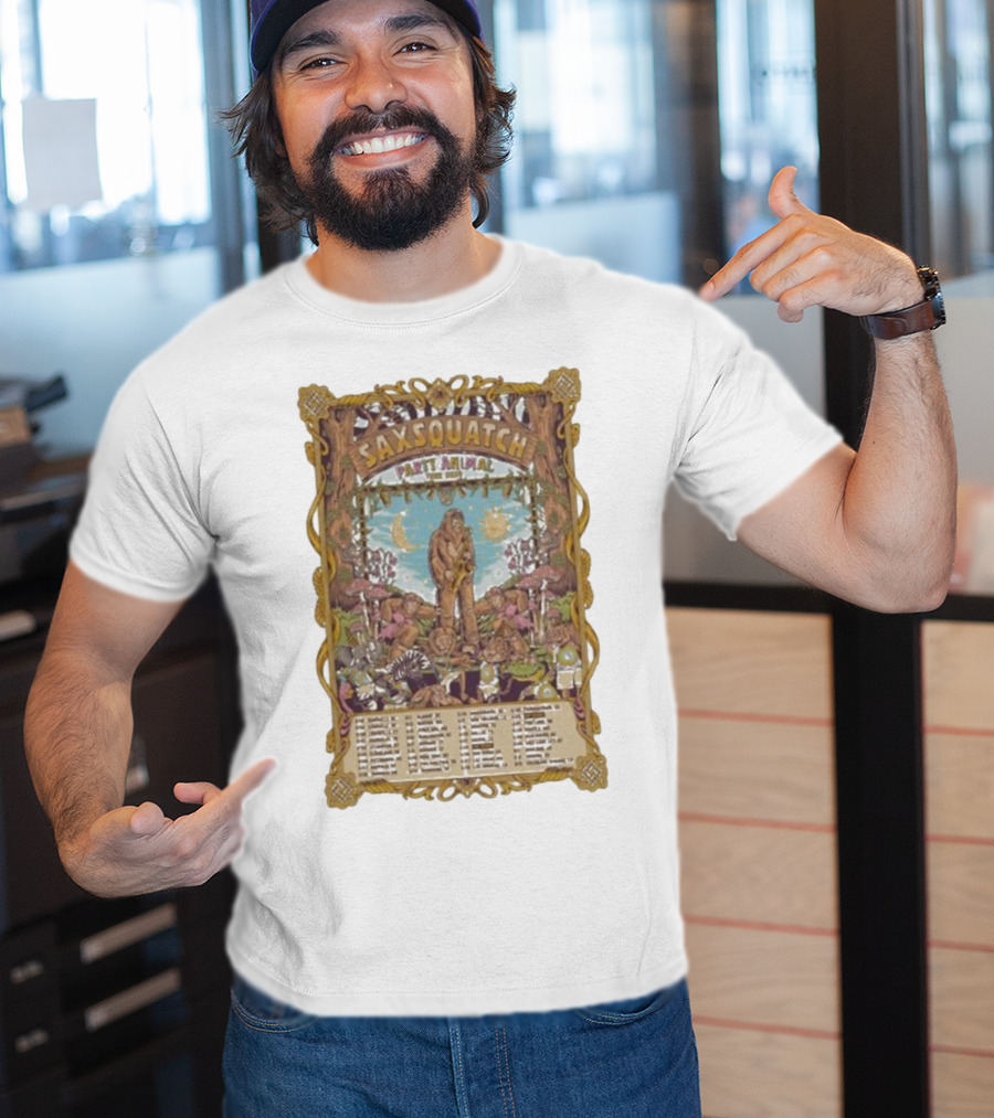 Saxsquatch Party Animal 2026 Tour Psychedelic Forest Jam Band T-Shirt