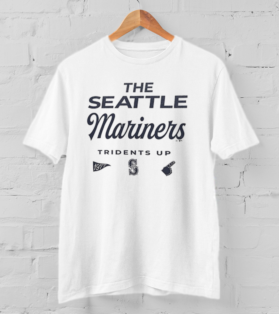 Seattle Mariners Tridents Up Foam Finger And Baseball Icons T-Shirt
