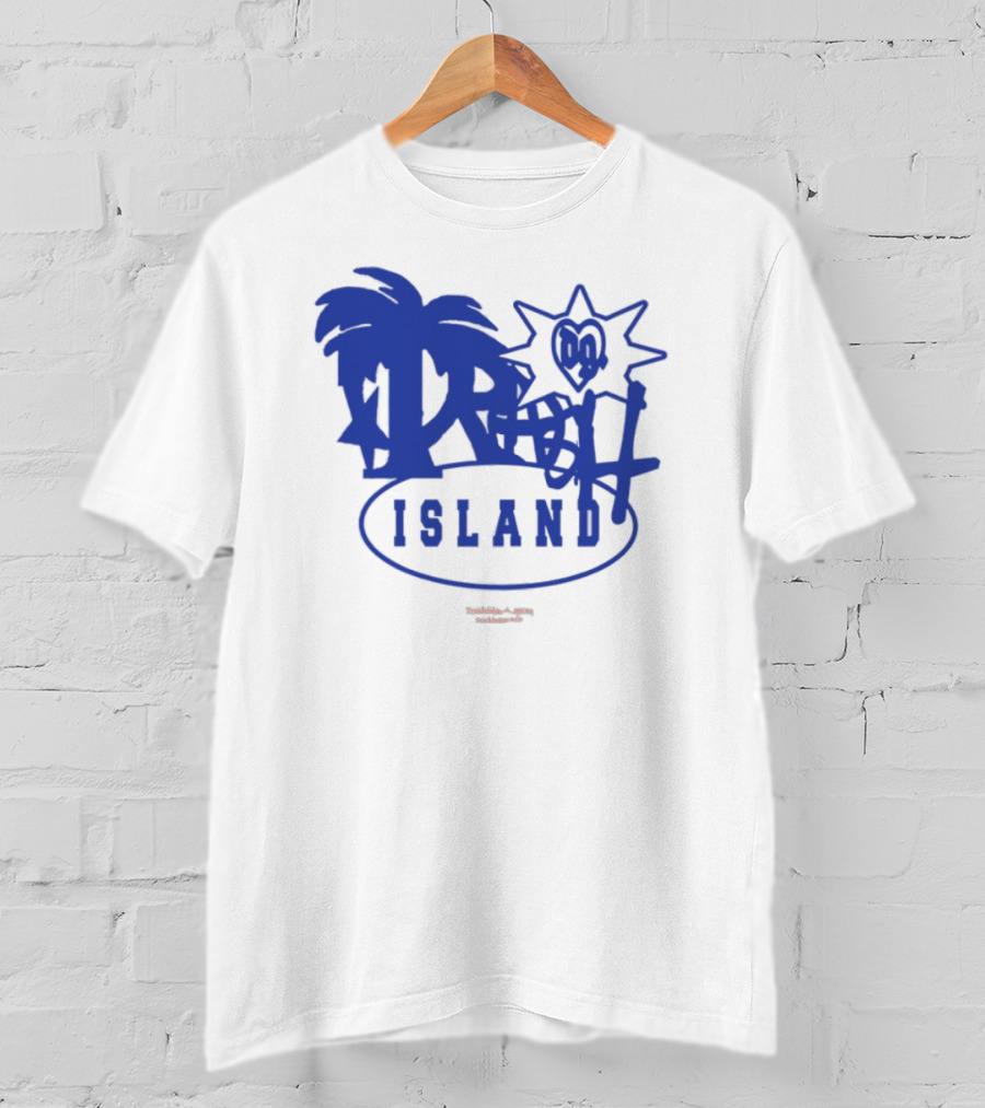 Trash Island Blue And White Palm Star Grafik T-Shirt