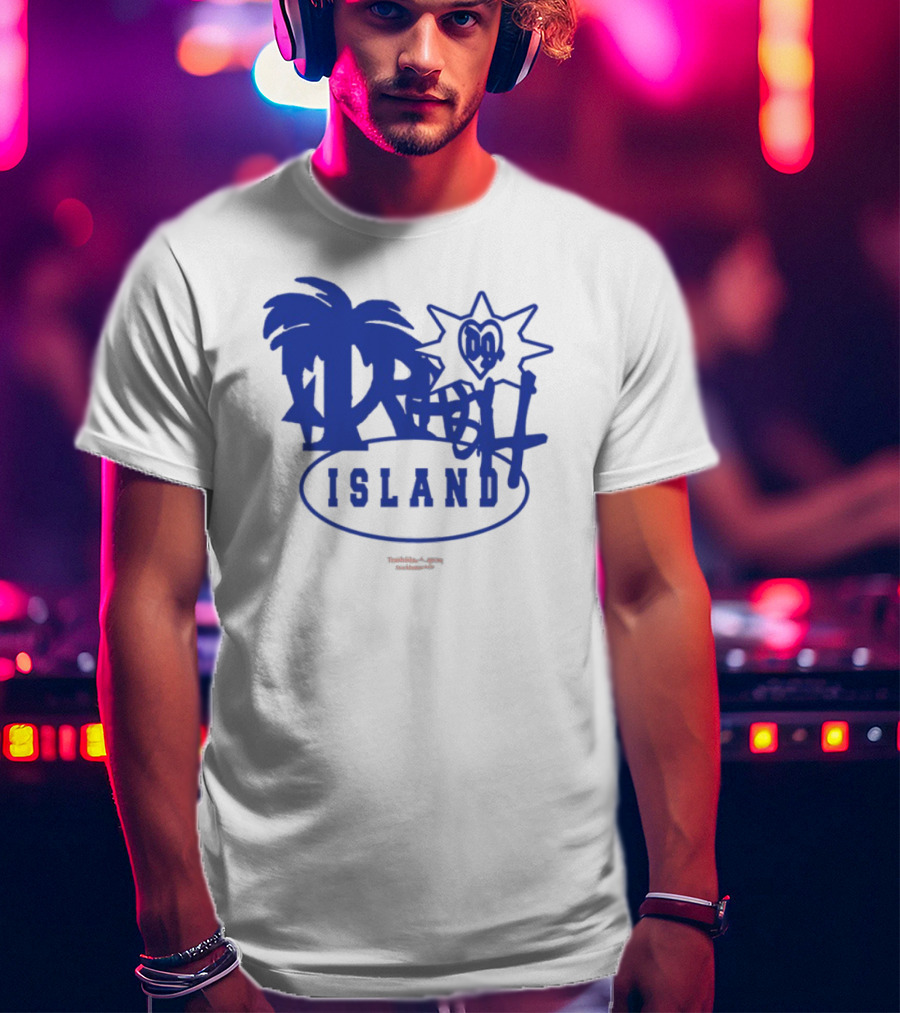 Trash Island Blue And White Palm Star Grafik T-Shirt