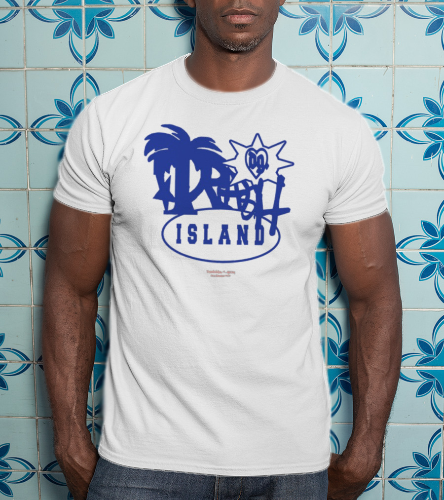Trash Island Blue And White Palm Star Grafik T-Shirt