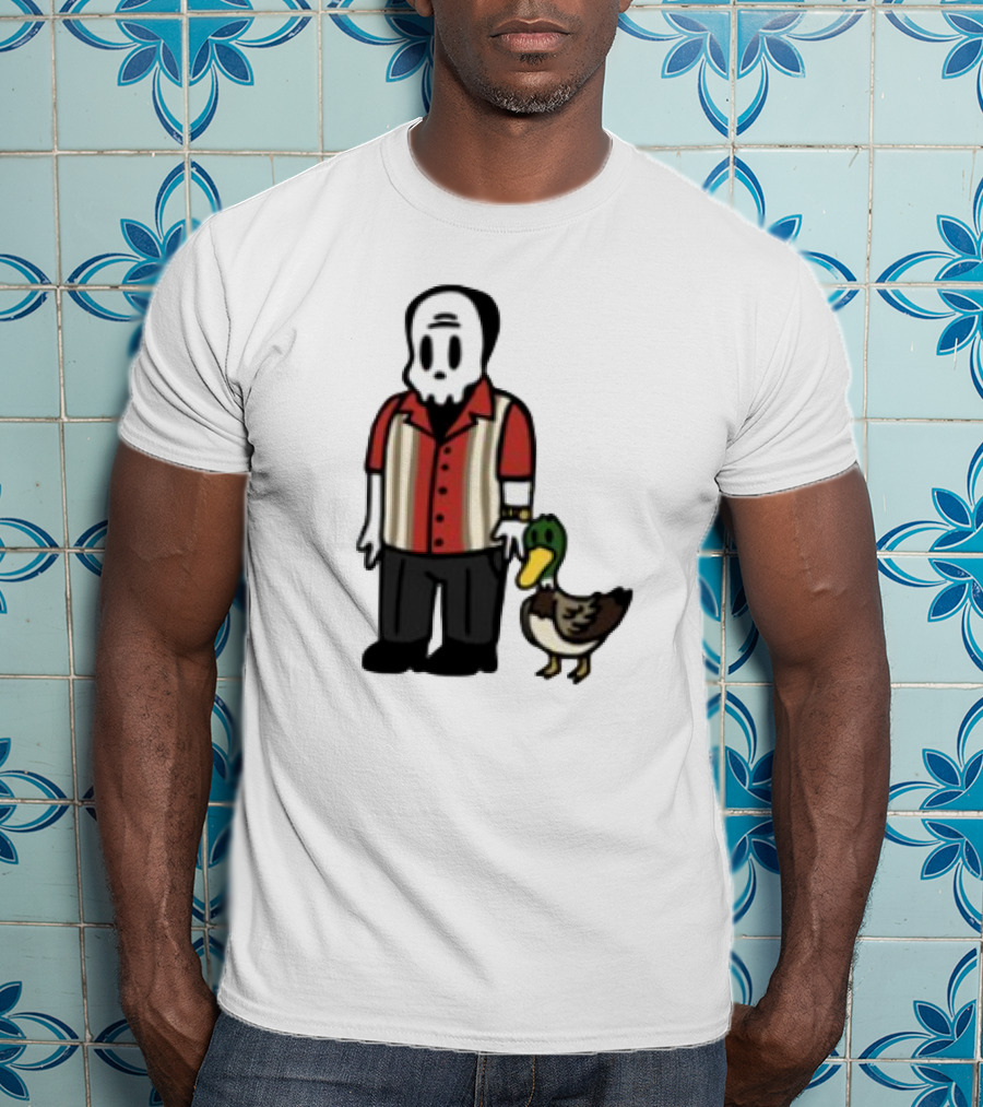 Warren Lotas Skull Character With Duck Companion Bowling Style Outfit T-Shirt