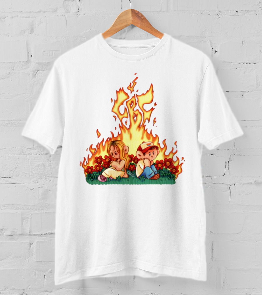 Fireball Friday Love Is Comic Characters With Fiery Background T-Shirt