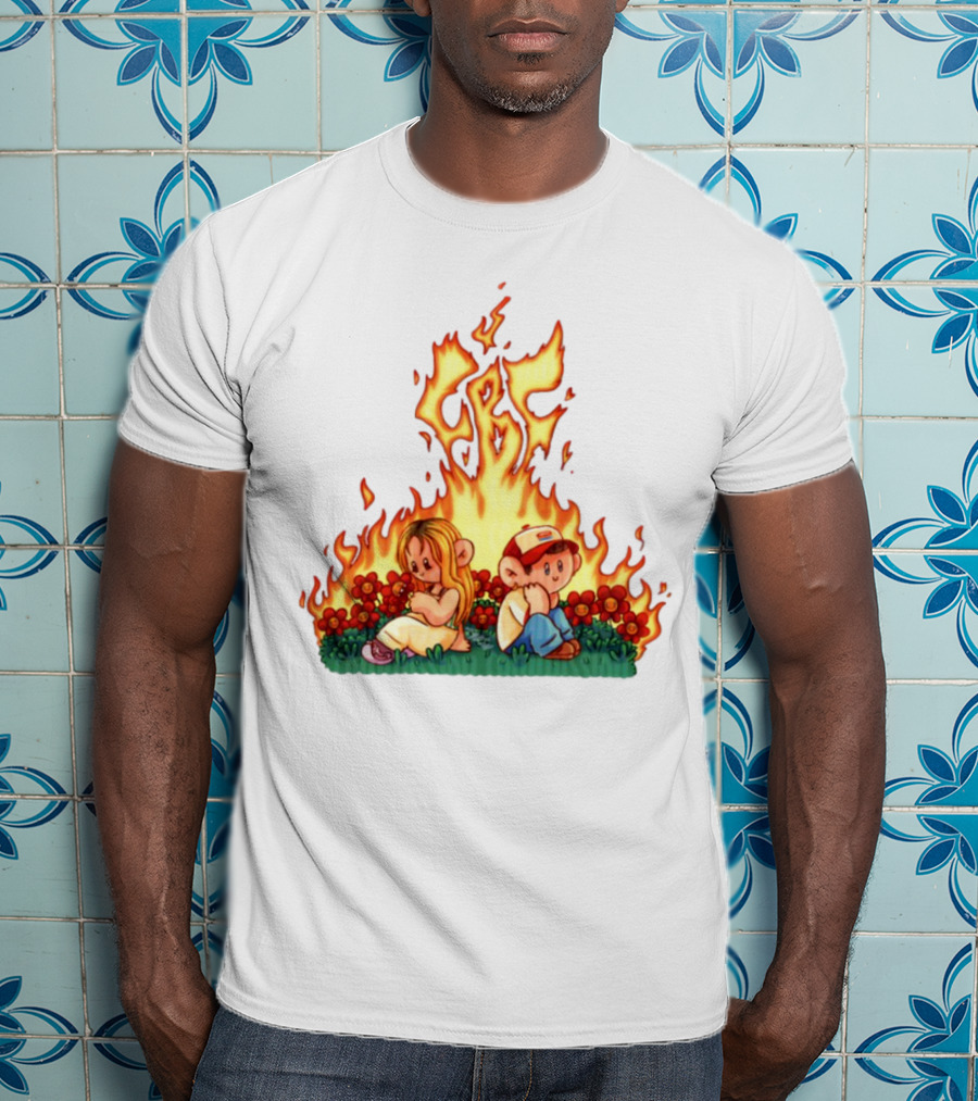Fireball Friday Love Is Comic Characters With Fiery Background T-Shirt