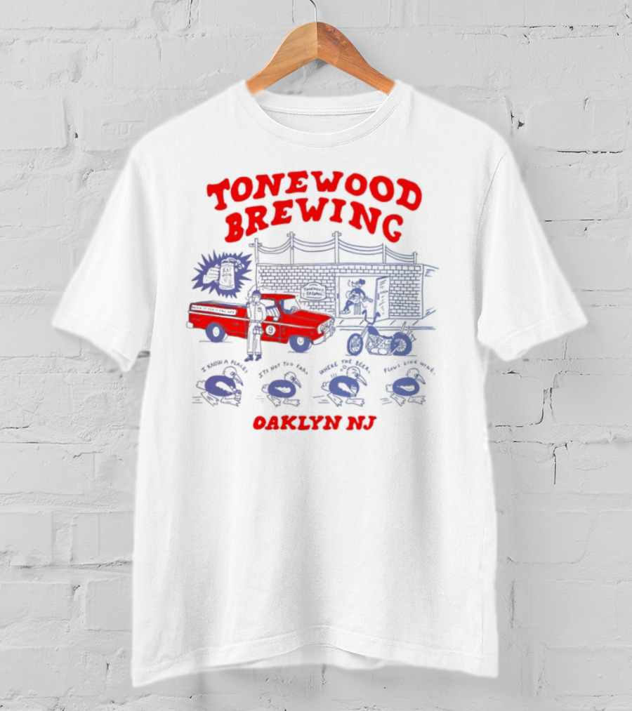 Tonewood Brewing Oaklyn NJ Vintage Car Scene T-Shirt