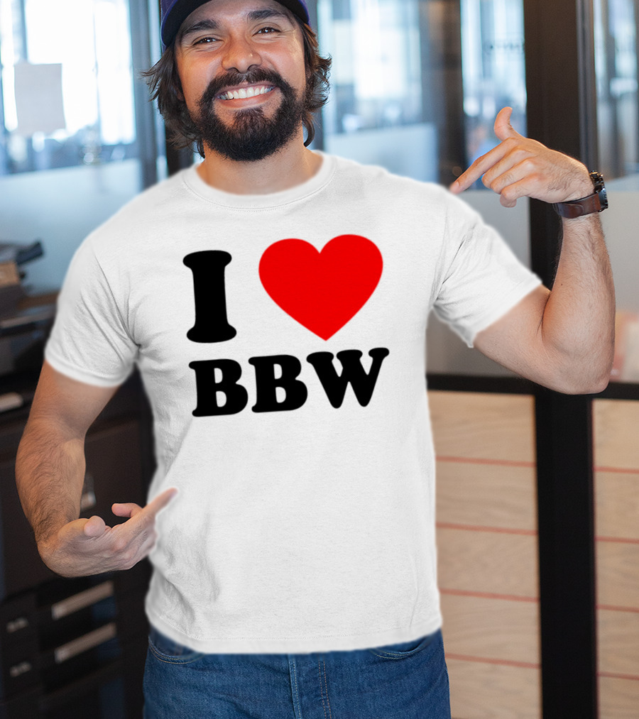 I Love BBW Heart Symbol Statement T-Shirt