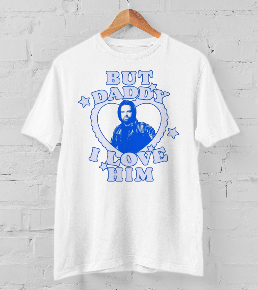 But Daddy I Love Him Bucky Barnes Blue Heart Stars T-Shirt