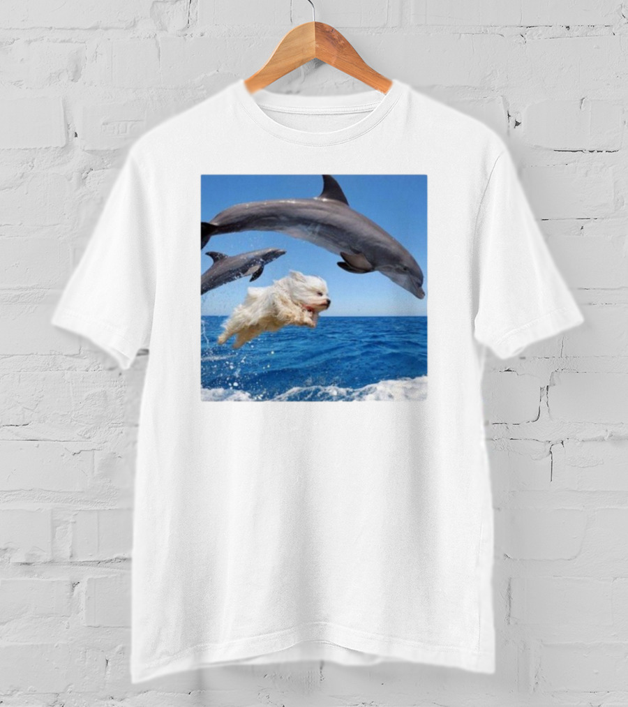 Dog Jump With Dolphin Ocean Adventure T-Shirt