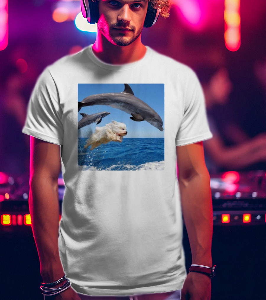 Dog Jump With Dolphin Ocean Adventure T-Shirt
