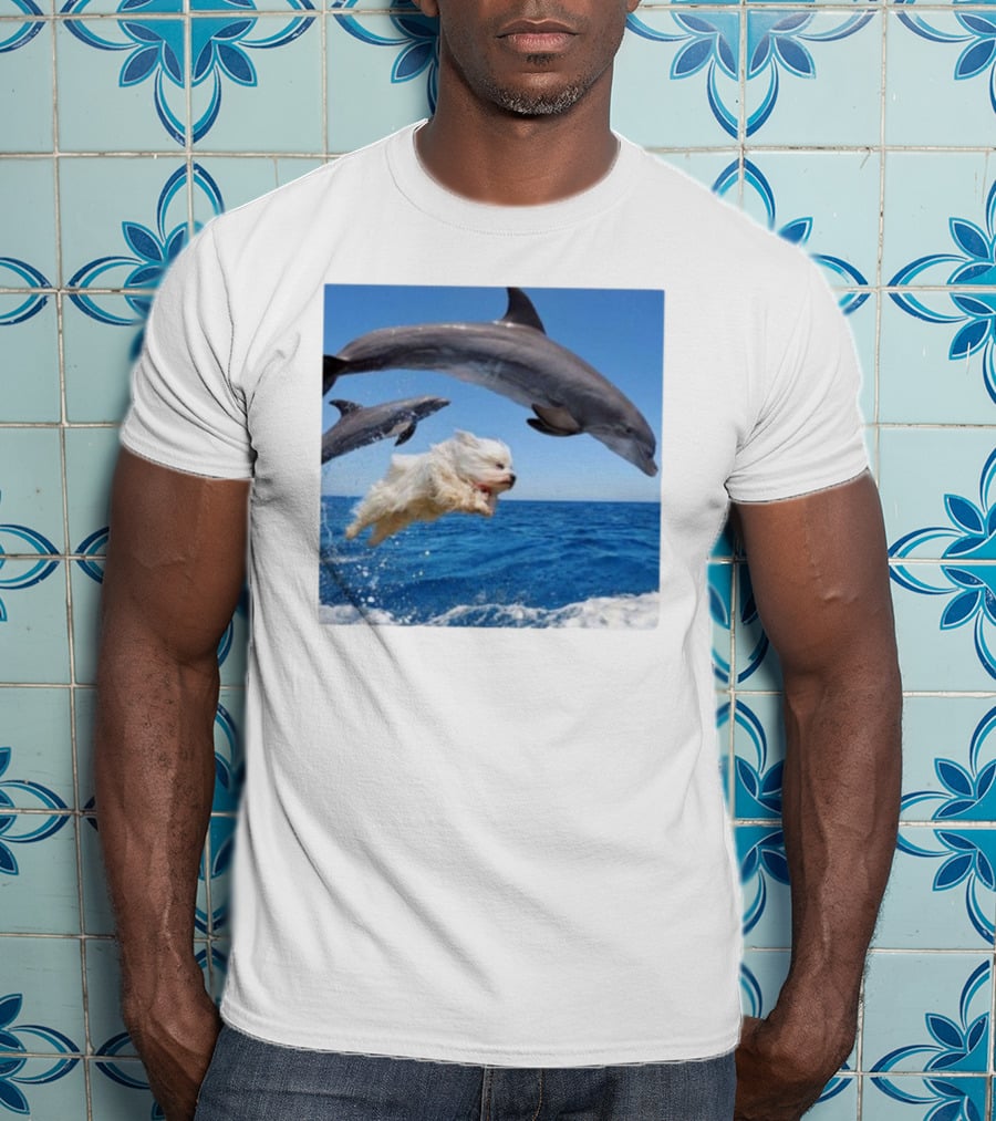 Dog Jump With Dolphin Ocean Adventure T-Shirt