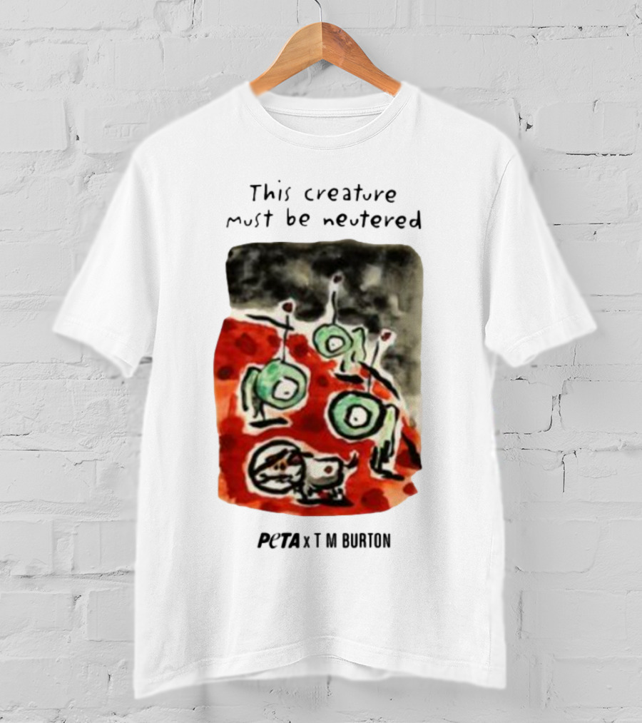 Peta X Tim Burton The Creature Must Be Regarded Levi In Space T-Shirt