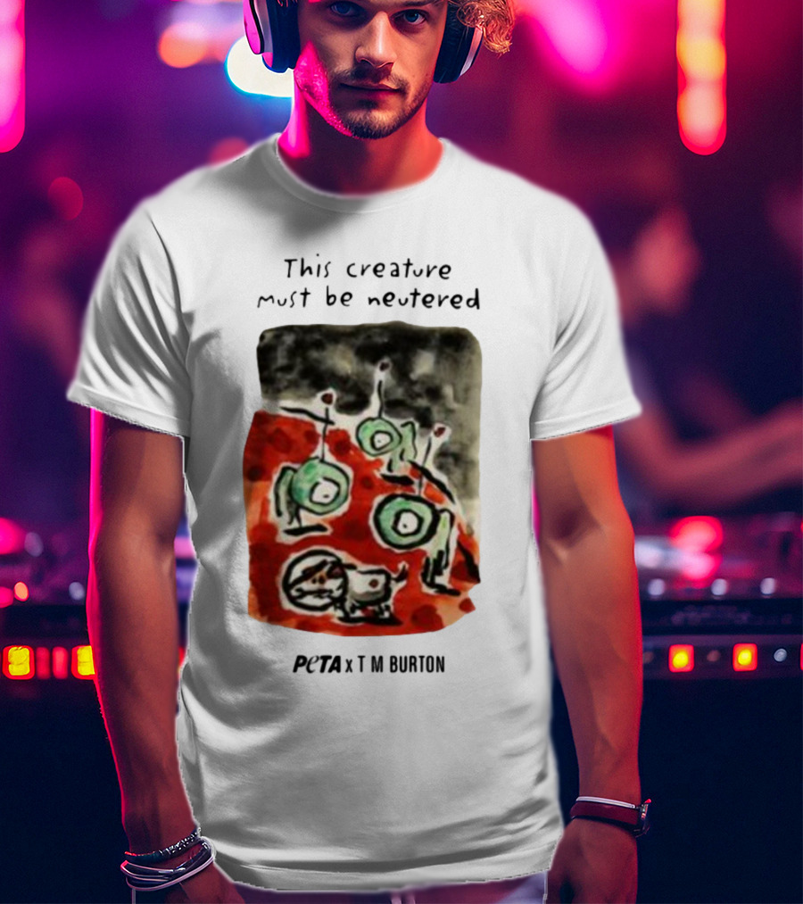 Peta X Tim Burton The Creature Must Be Regarded Levi In Space T-Shirt