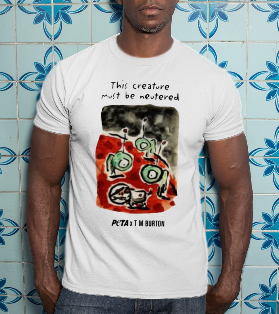 Peta X Tim Burton The Creature Must Be Regarded Levi In Space T-Shirt