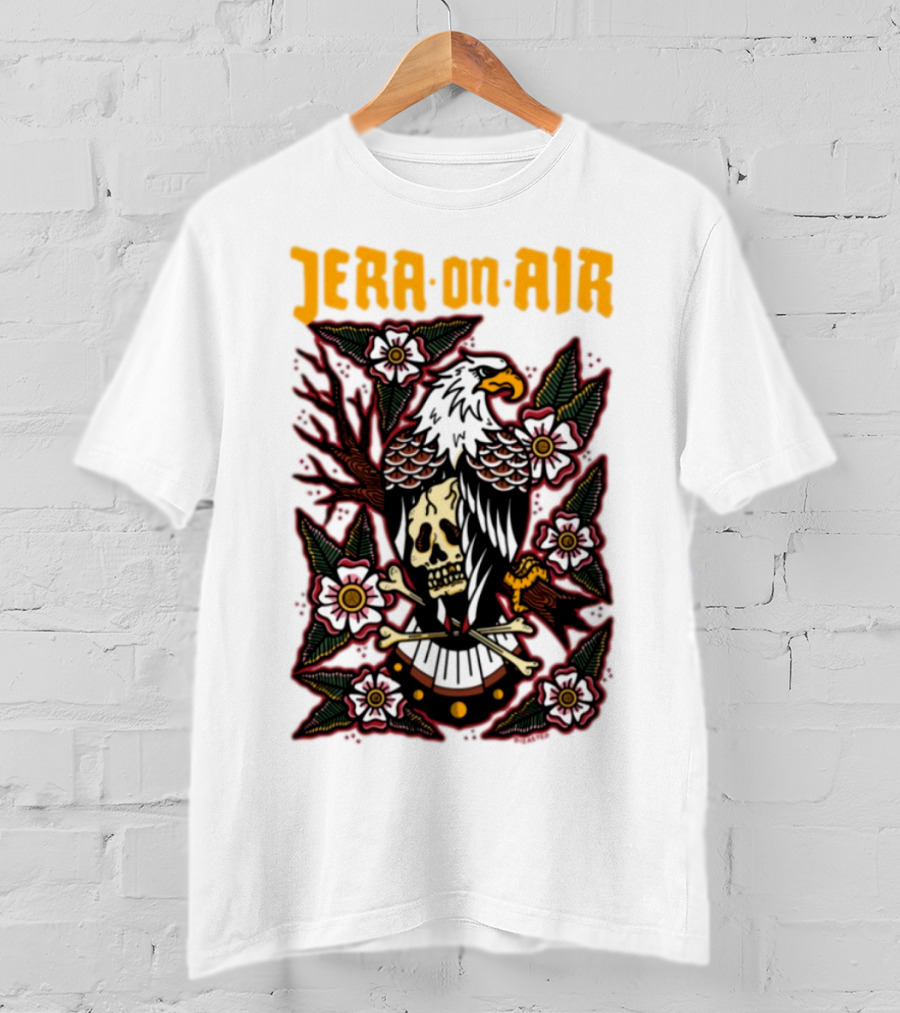 Richie Disaster Jera On Air Eagle Skull Floral Design T-Shirt