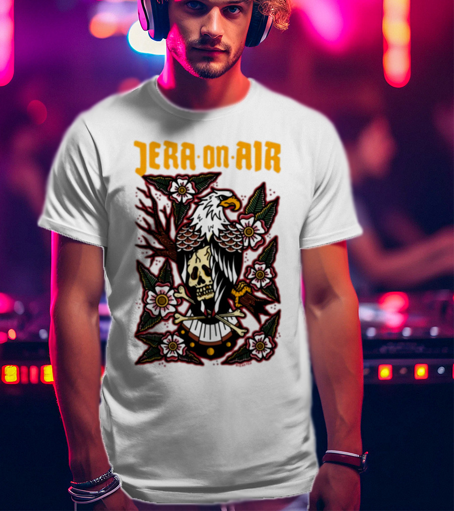 Richie Disaster Jera On Air Eagle Skull Floral Design T-Shirt