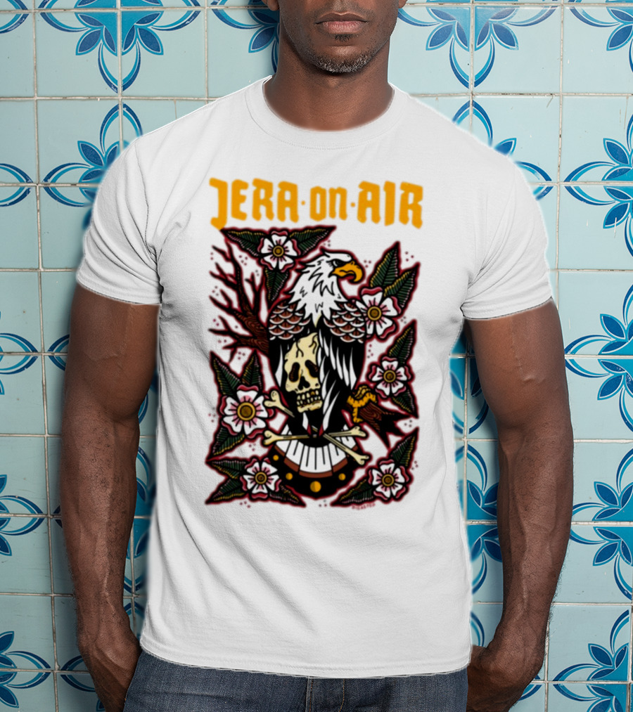 Richie Disaster Jera On Air Eagle Skull Floral Design T-Shirt